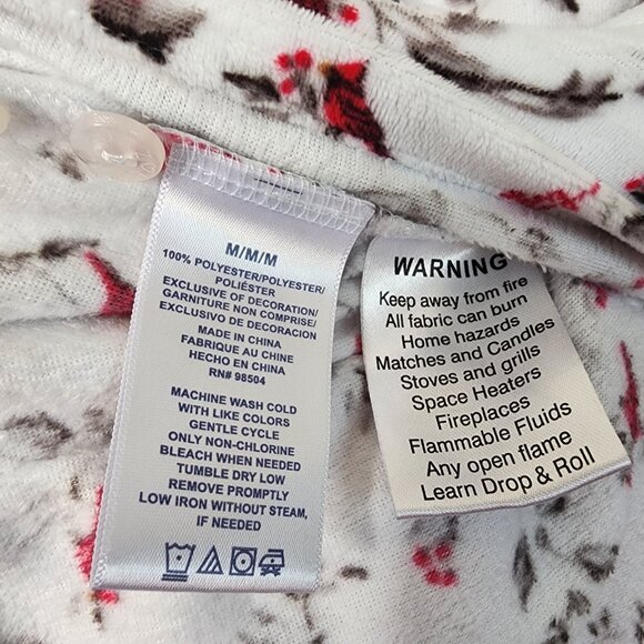 Lanz of Salzburg Pajama Top Womens Size M Medium White Red Bird Cardinal Soft - Picture 7 of 7
